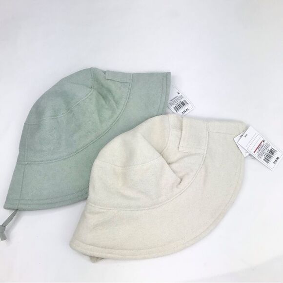 Shade and Shore Bundle of 2 Green Tan Terry Cloth Bucket Beach Hats NEW - Picture 2 of 12